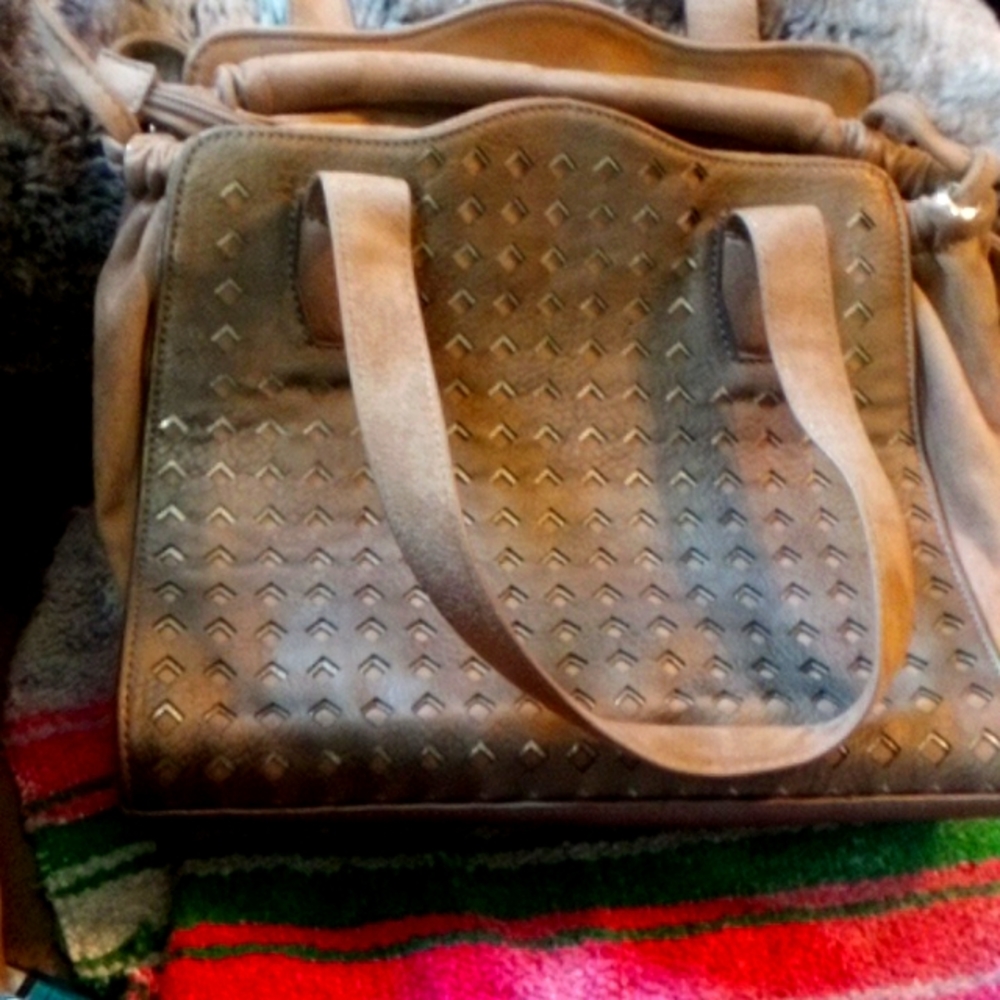 Purse brown tan suede big Buddha